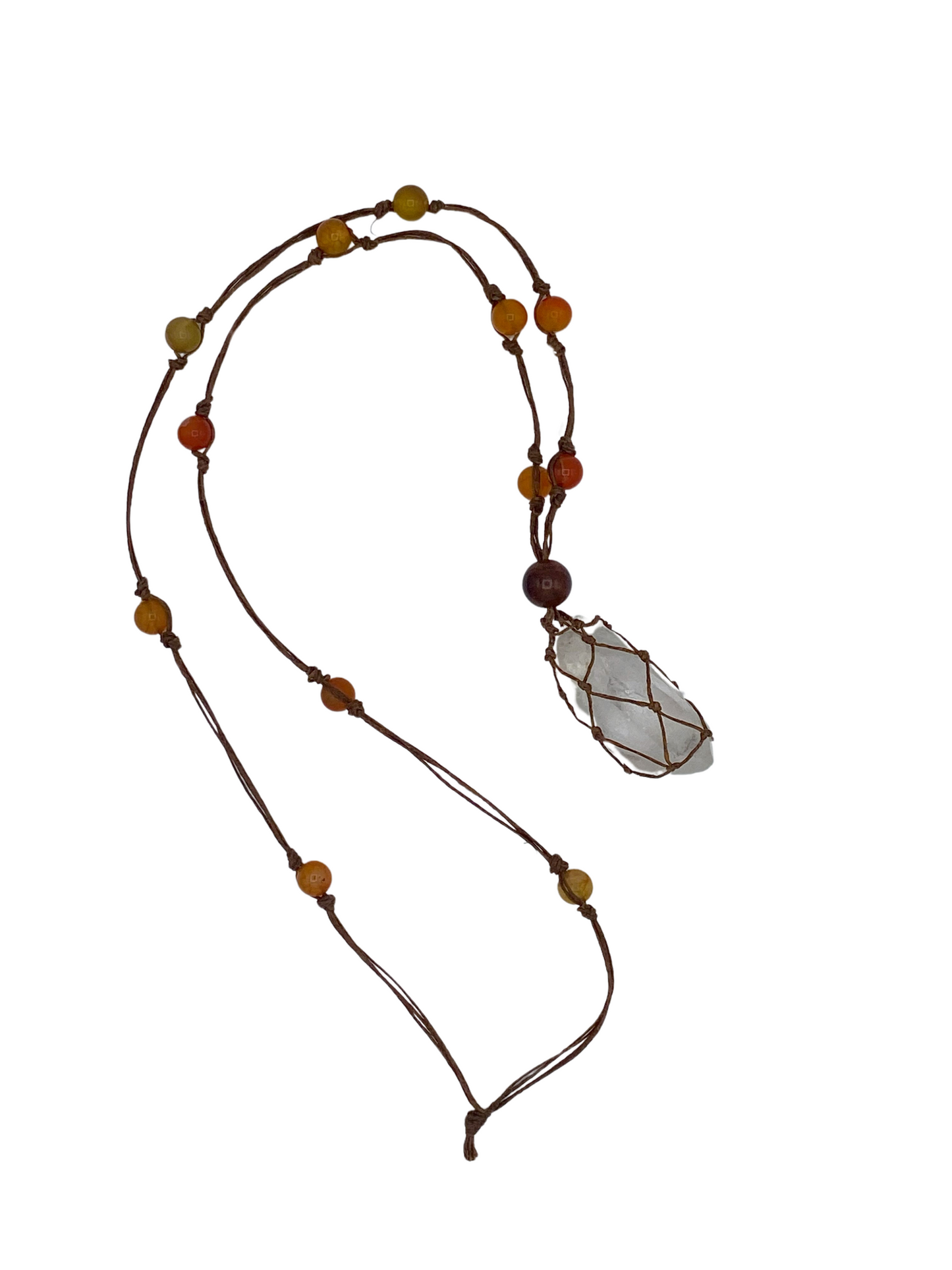 Handcrafted Caged Clear Crystal Necklace with Mookite - 18-inches